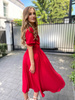 Czerwona sukienka maxi z wiskozy