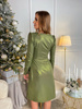 Zielona asymetryczna sukienka w drobny brokat